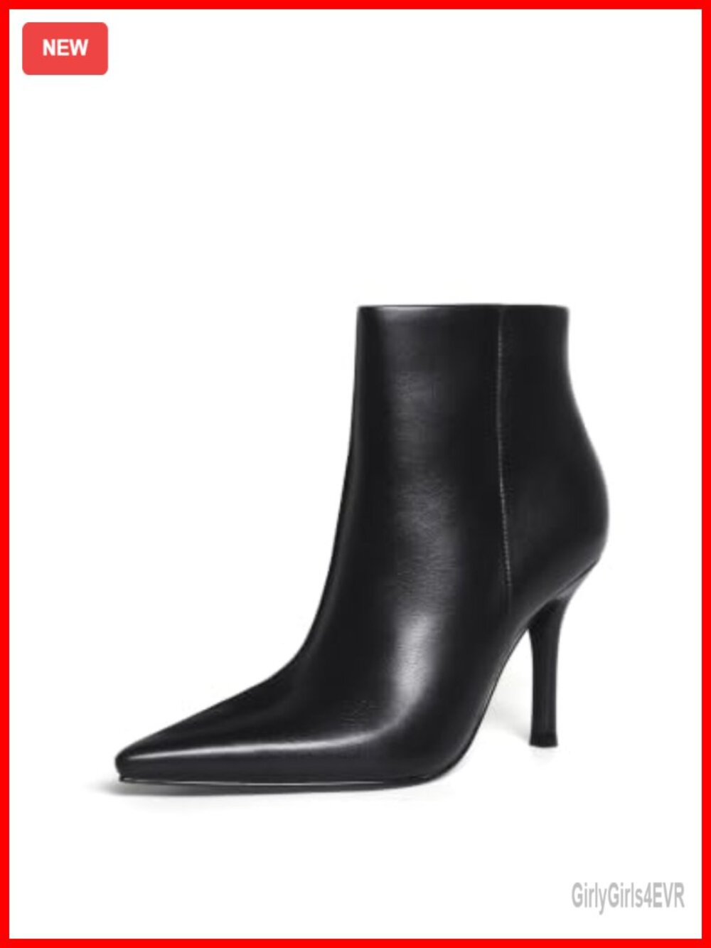 Women's Faux Leather Pointed Toe Stiletto Heel Ankle Boots Side Zip Booties